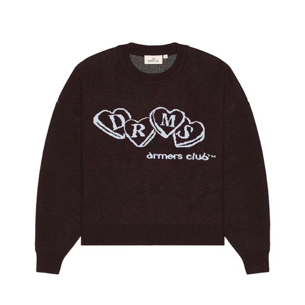 DRMERS CLUB Heart Knit Sweater in Dark Brown